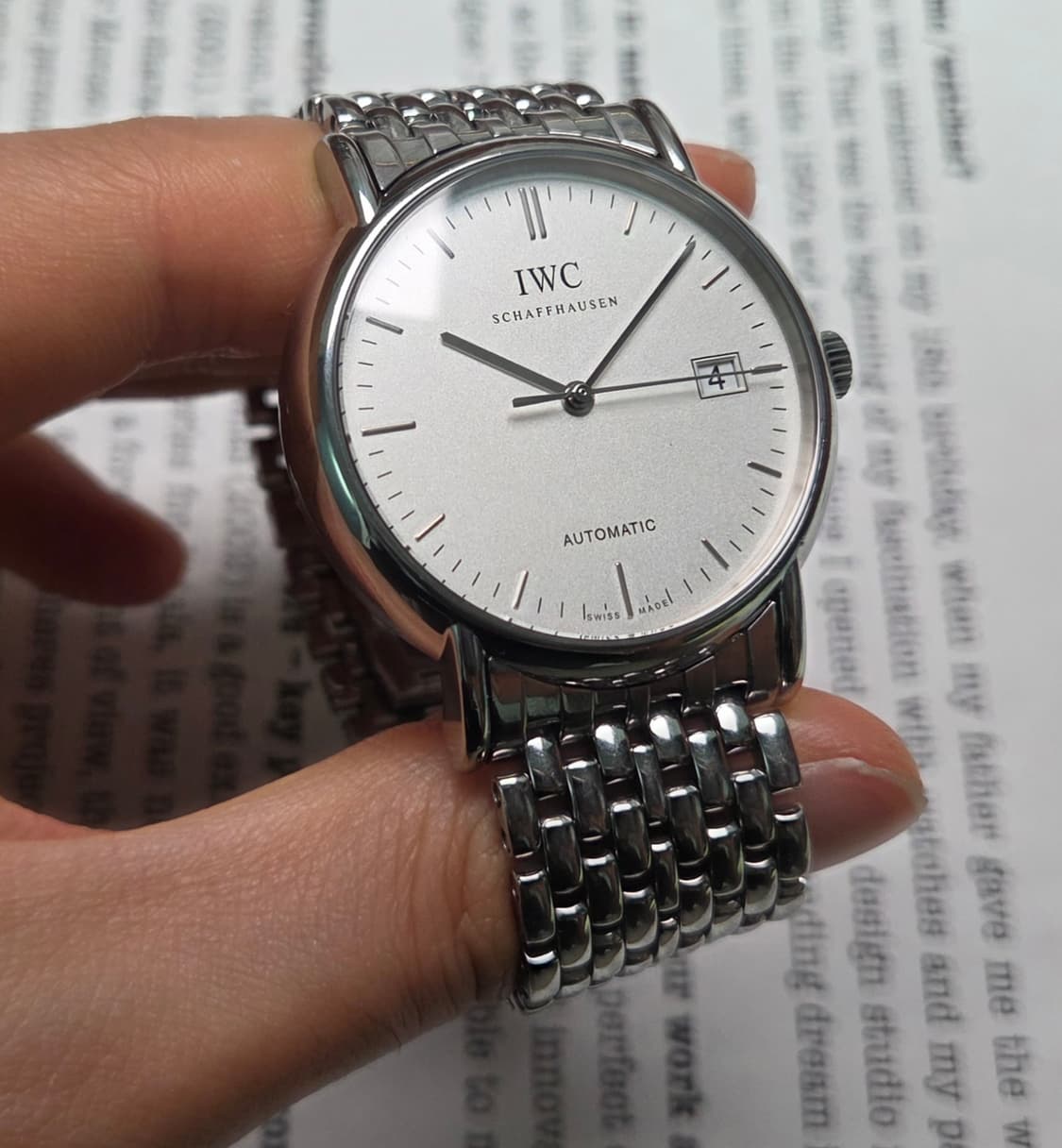 IWC 샤프하우젠 포르토피노38 실버판 오토매틱 쌀알 브레이슬릿 ver. 상품이미지4