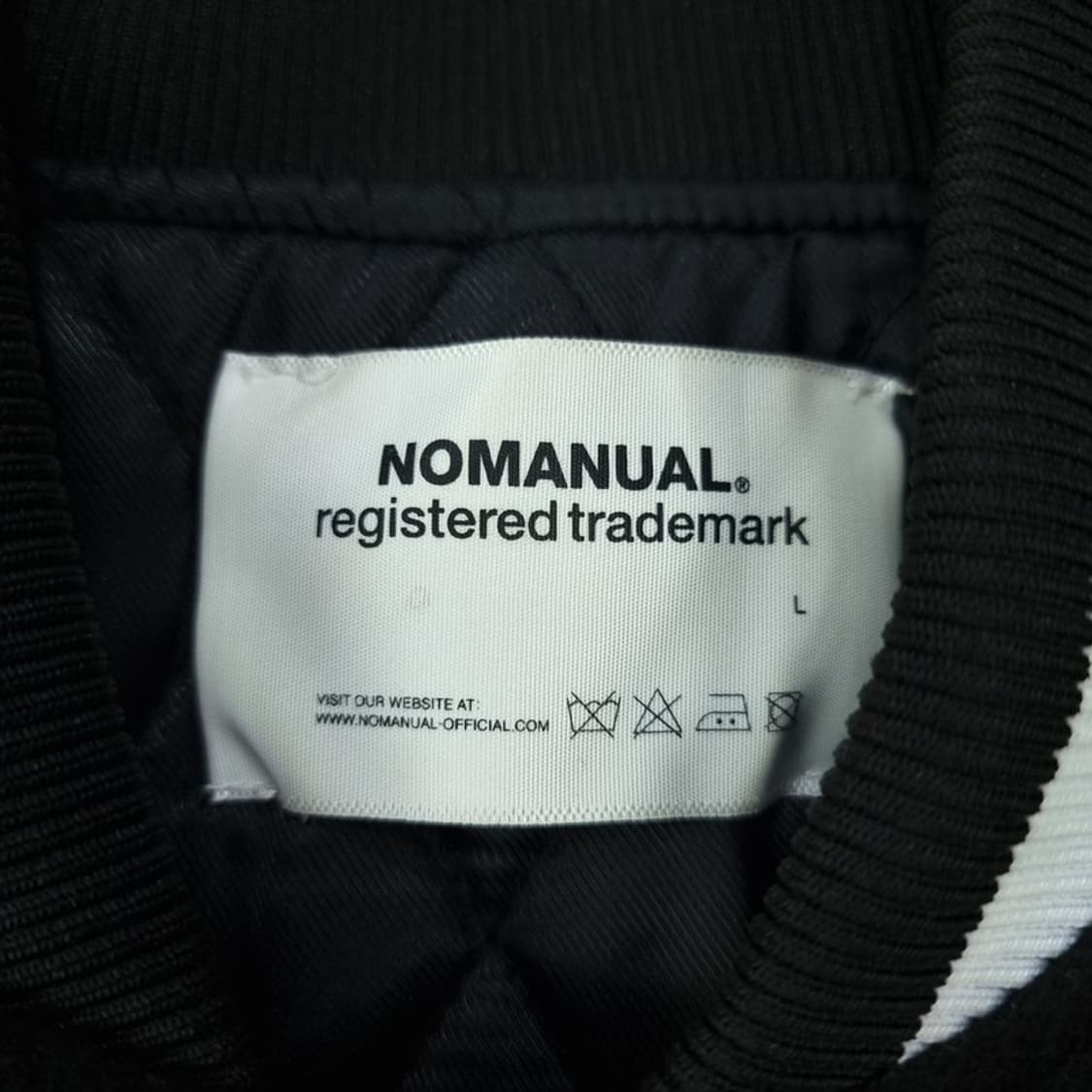 [노메뉴얼] 로고 패치 오버핏 모직 바시티 자켓 블랙 M19395 상품이미지7