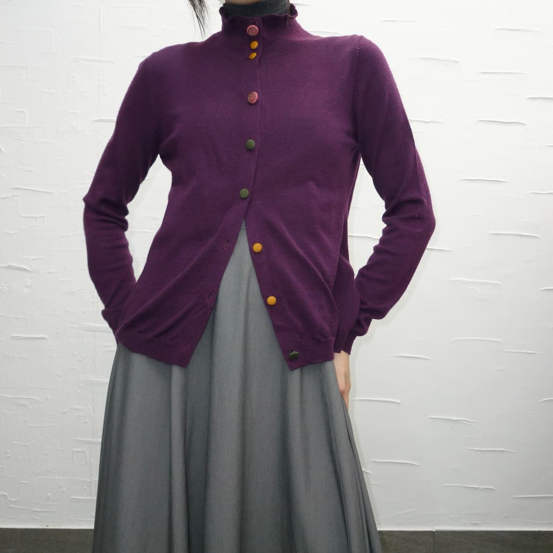 Buttons detail purple cardigan 상품이미지3