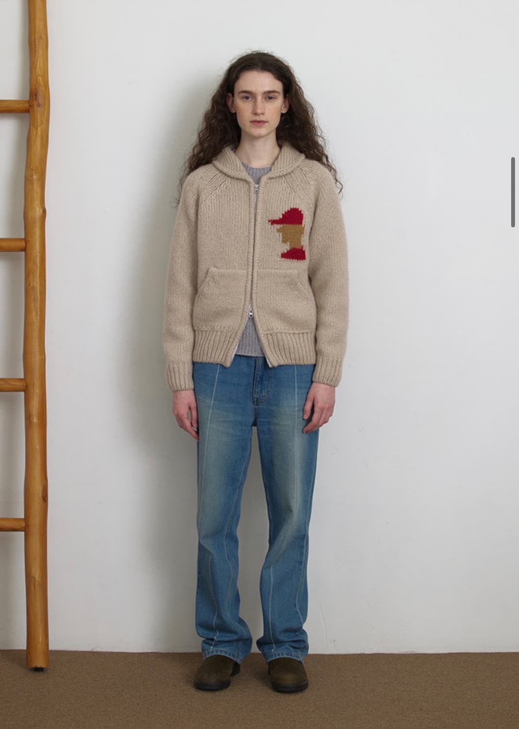 knitly 니틀리 코위찬 베이지 니트집업 상품이미지1