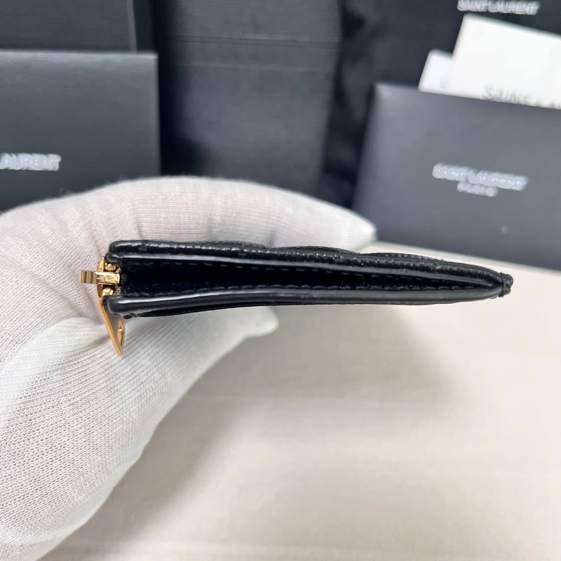 [S급/정품] 생로랑 지퍼 카드 지갑 홀더 케이스 블랙 금장 상품이미지6