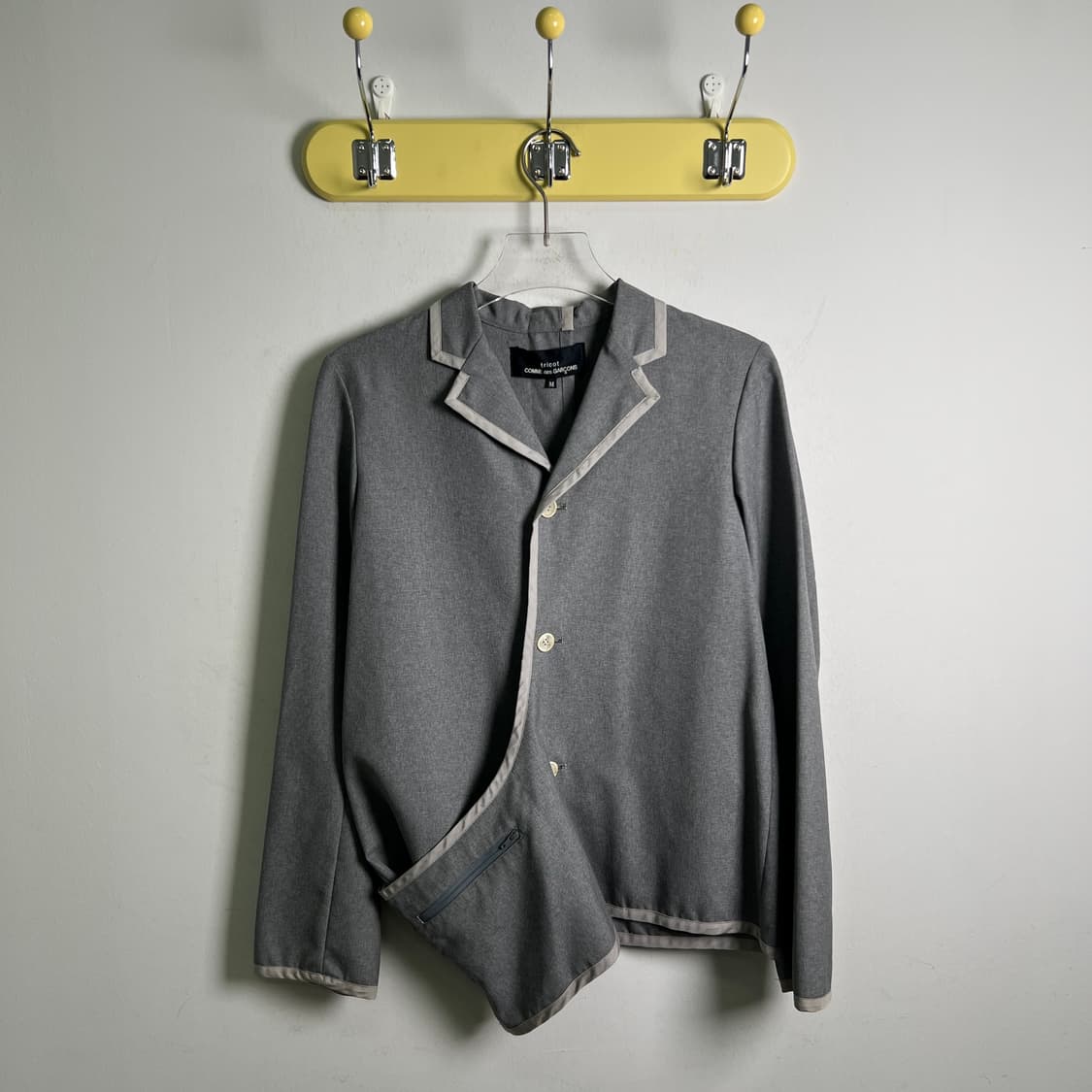 90's 꼼데가르송 트리콧 벨크로 디테일 파이핑 블레이저 M 상품이미지1