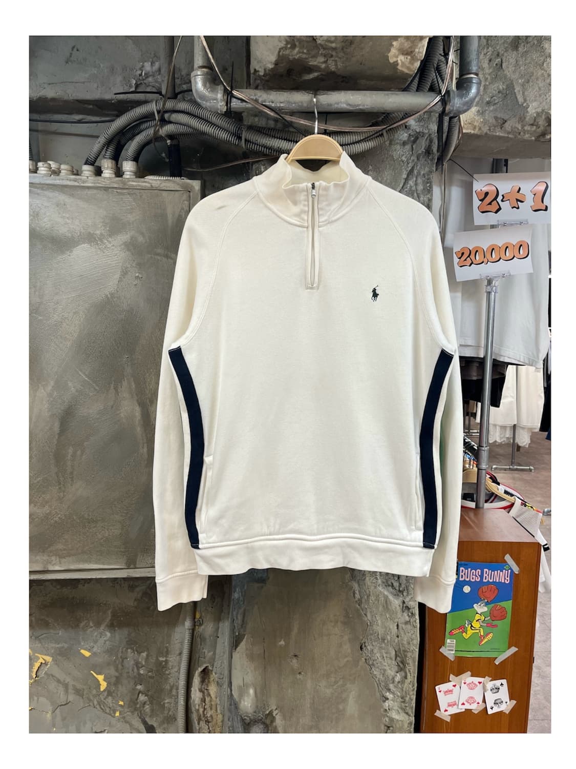 폴로 랄프로렌 반집업 기모 맨투맨 화이트 L #csz3966  상품이미지1