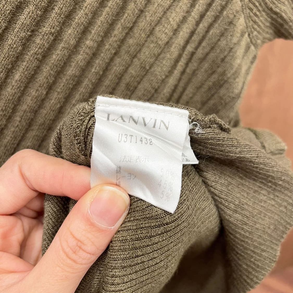 랑방 컬렉션 반팔 니트 레터스 엣지 골지 레이스 디테일 슬림핏 카키 상품이미지7