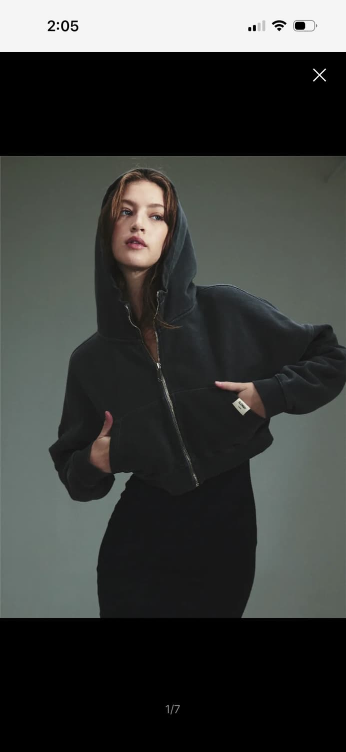 글로니G CLASSIC WASHED CROP ZIPUP (CHARCOAL 상품이미지1