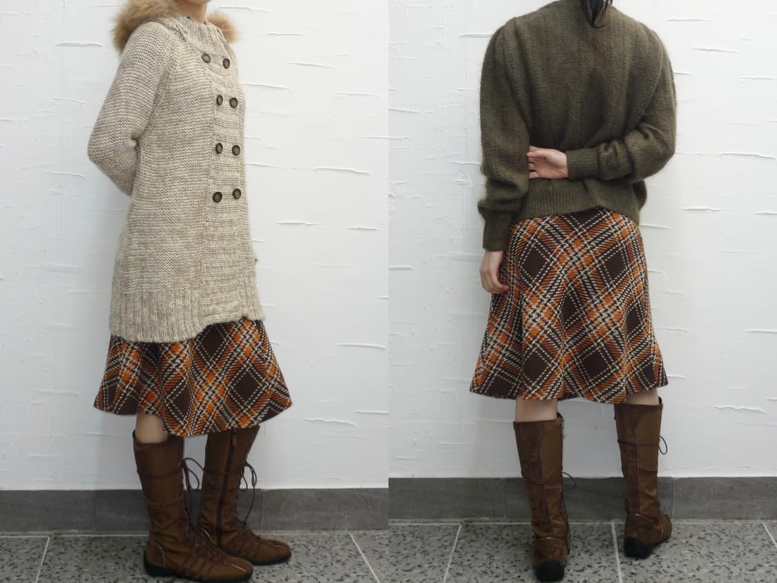 벨트버튼 트임 미디스커트 상품이미지3