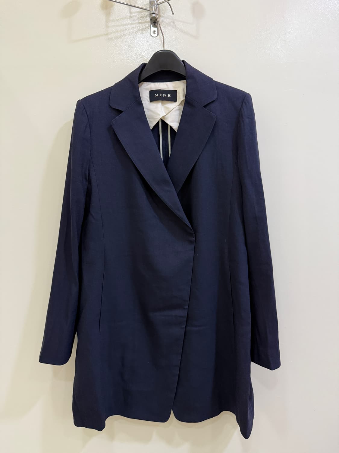 한섬 MINE 마인 네이비 린넨 롱자켓(정품) 상품이미지1