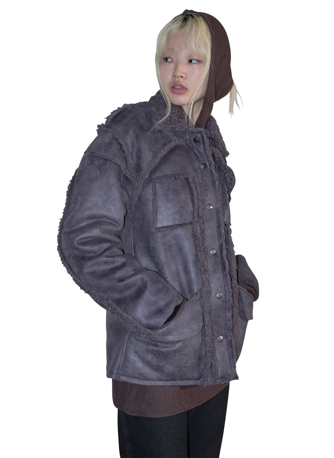 [F]퍼버즈 25fw Cut Line 무스탕 자켓 상품이미지3