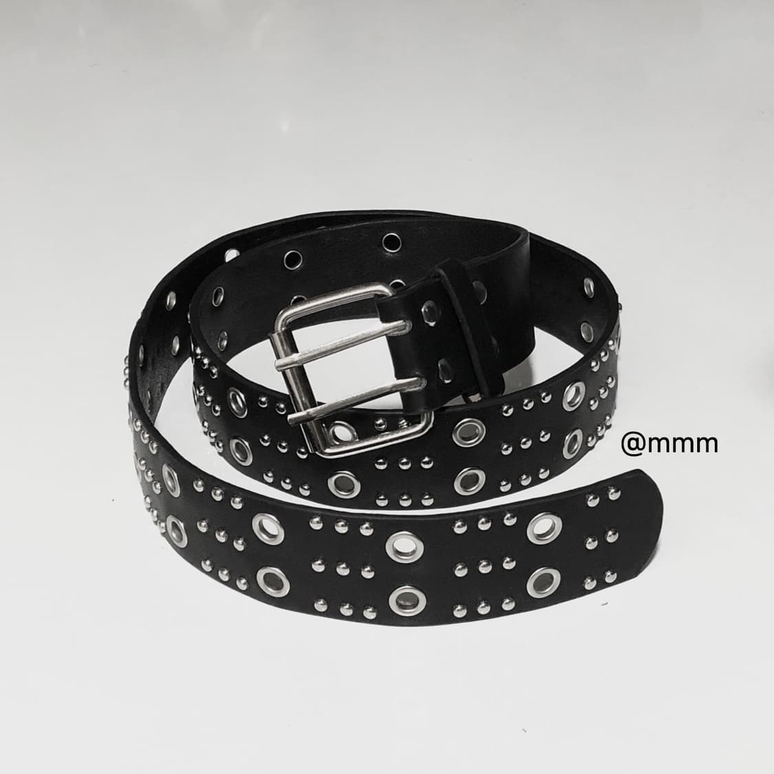 [Unisex] 3스터드 2아일렛 가죽벨트 상품이미지6
