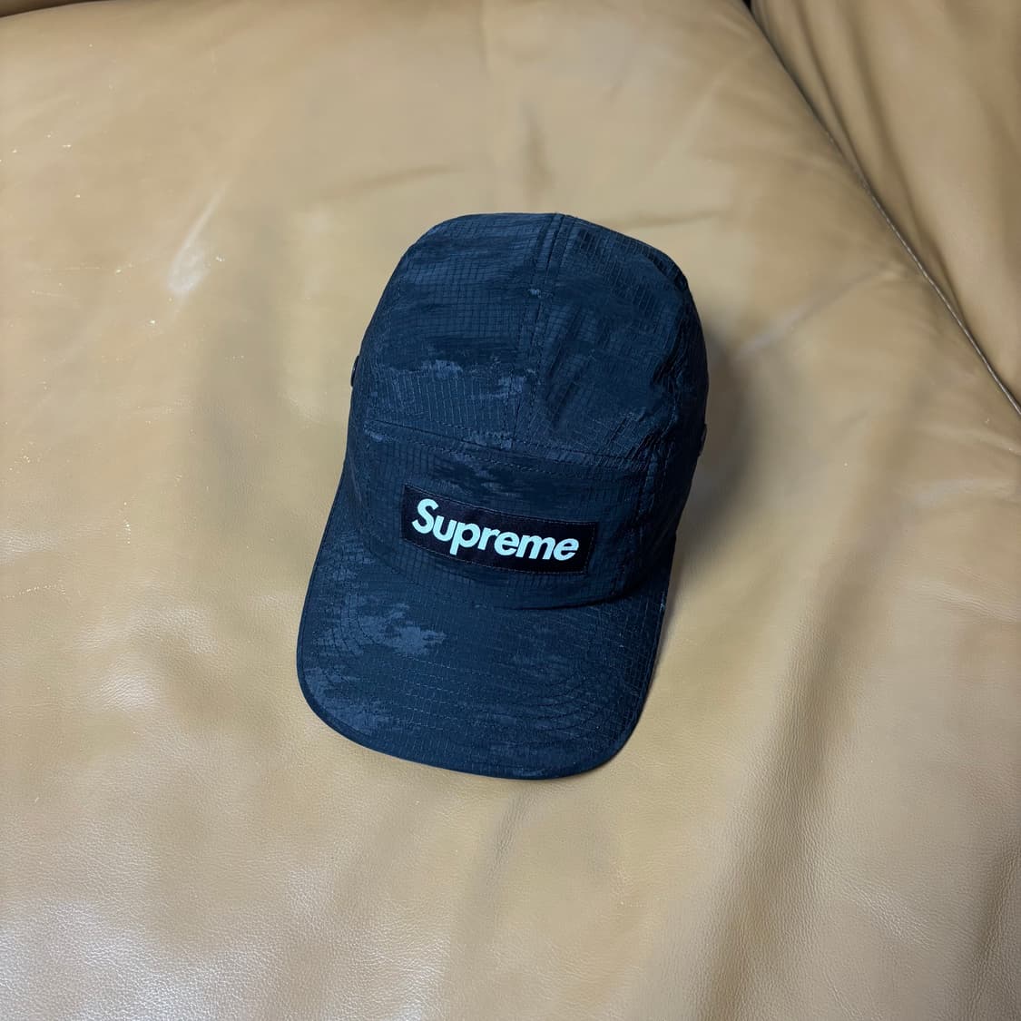 슈프림 캠프캡 모자 박스로고 립스탑 카모 블랙 상품이미지1