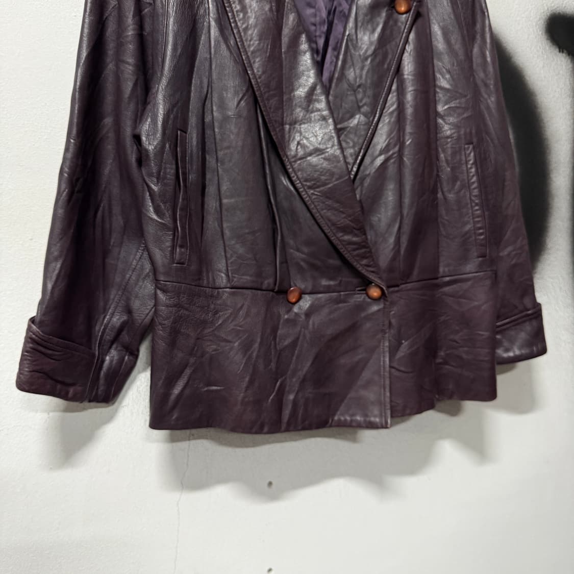 VTG 빈티지 100% 쉽스킨 양가죽 퍼 카라 레더 자켓 상품이미지4