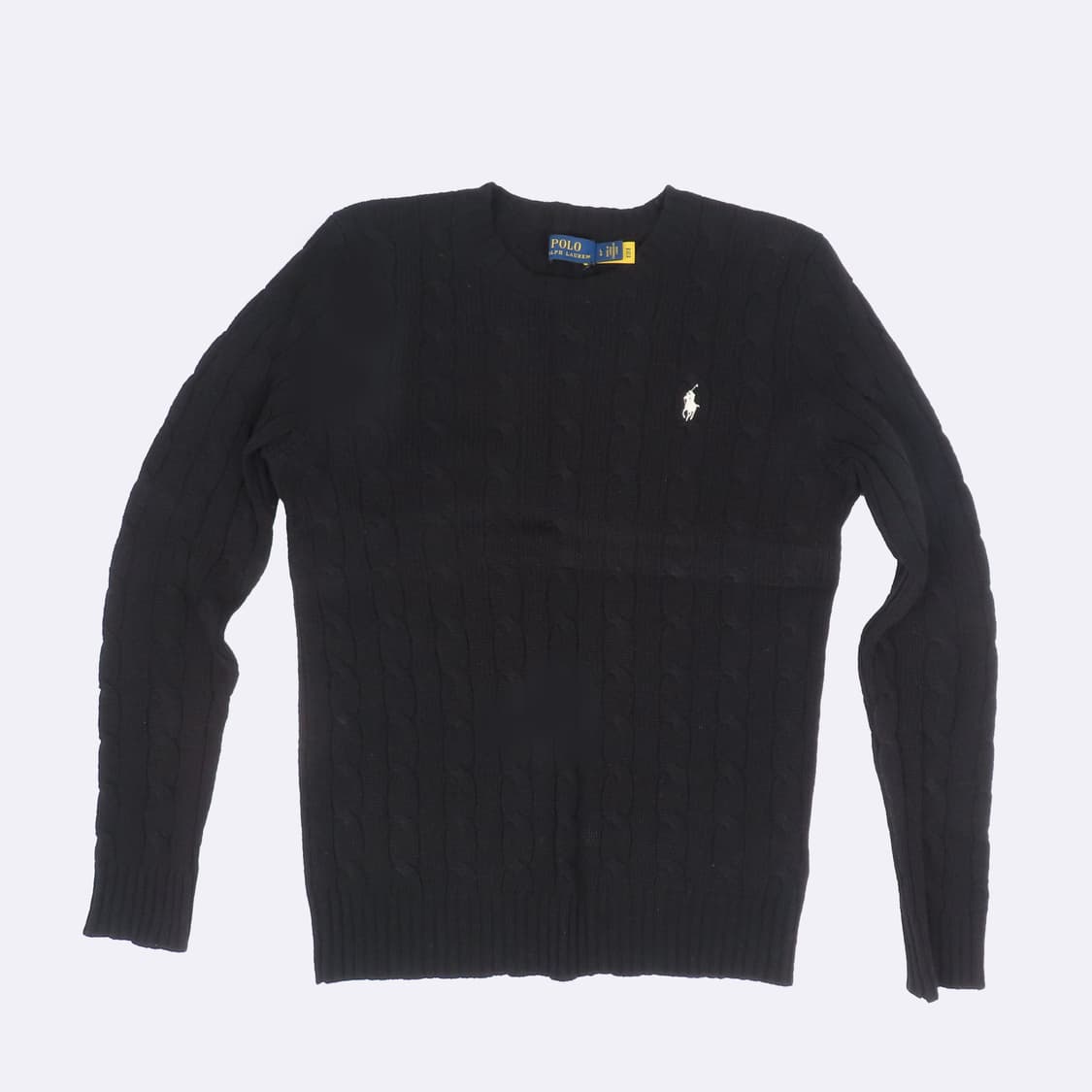 폴로 블랙 컬러 케이블 여성용 니트 상품이미지1