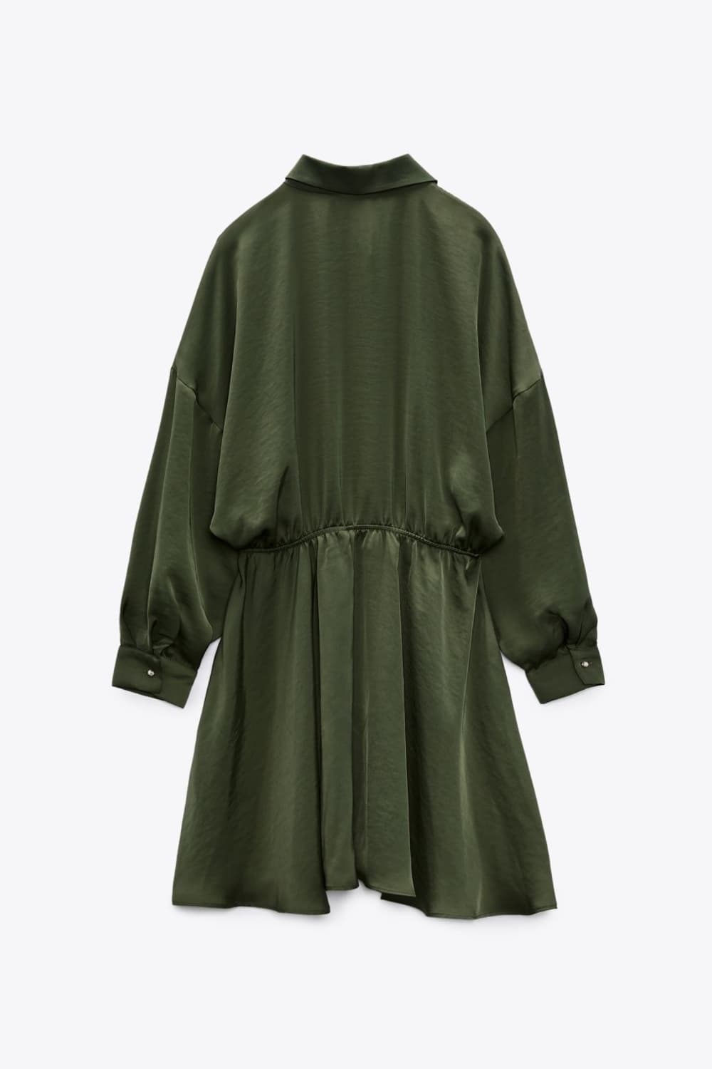 (새상품)ZARA 새틴 셔츠 원피스 올리브 그린 상품이미지3