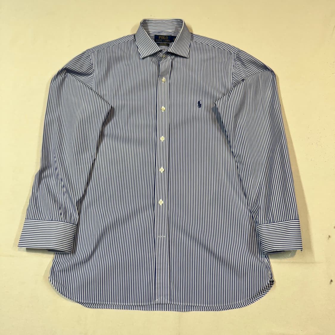 M) 폴로 랄프로렌 이지케어 블루 스트라이프 포플린 셔츠 상품이미지1