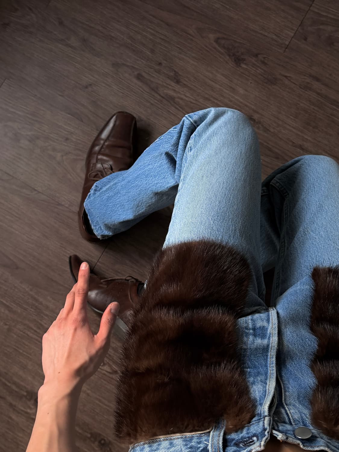 Seven by Seven 밍크 퍼 릴랙스 진 상품이미지1