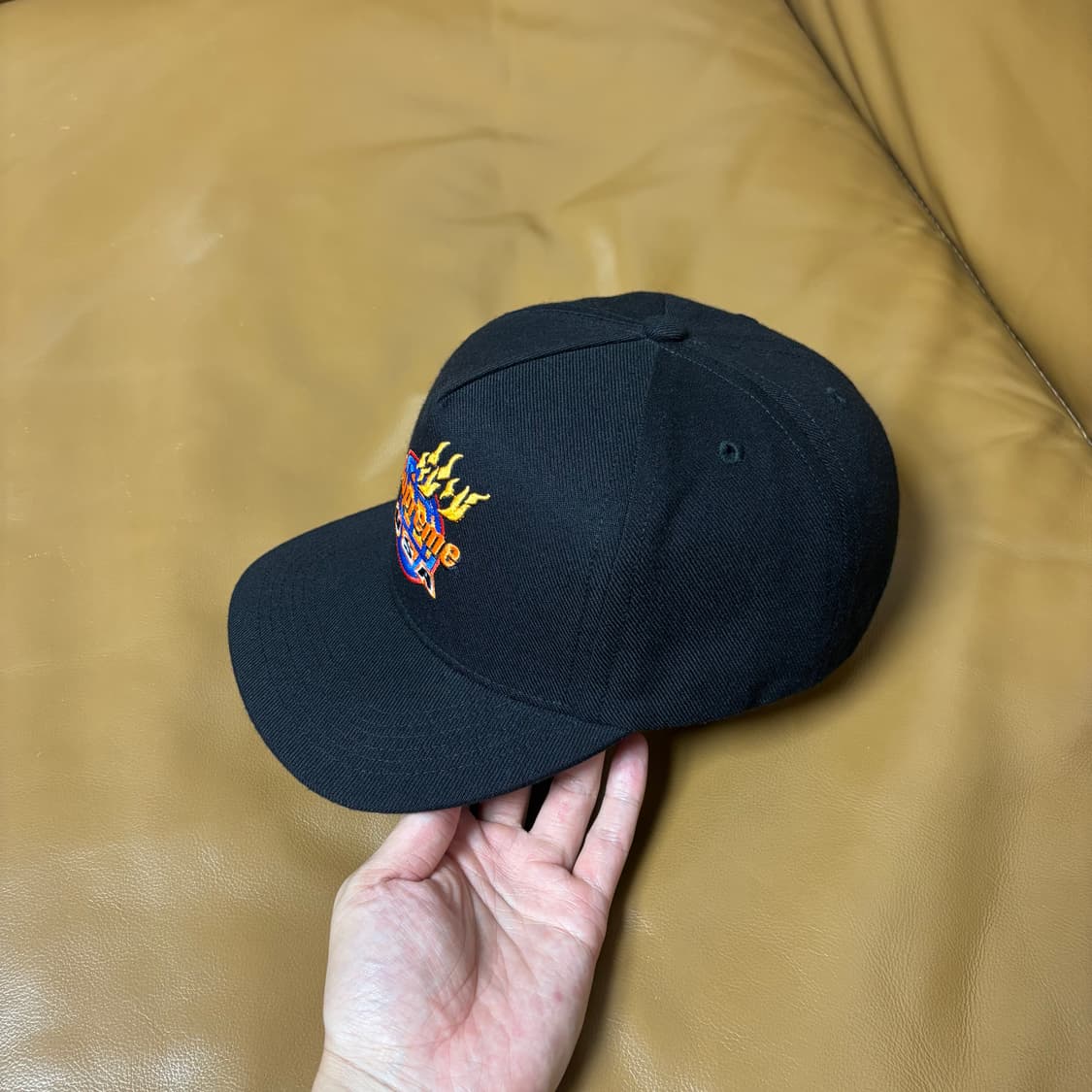 Supreme 슈프림 USA 플레임 블랙 6패널 볼캡 모자 (Black) 상품이미지4