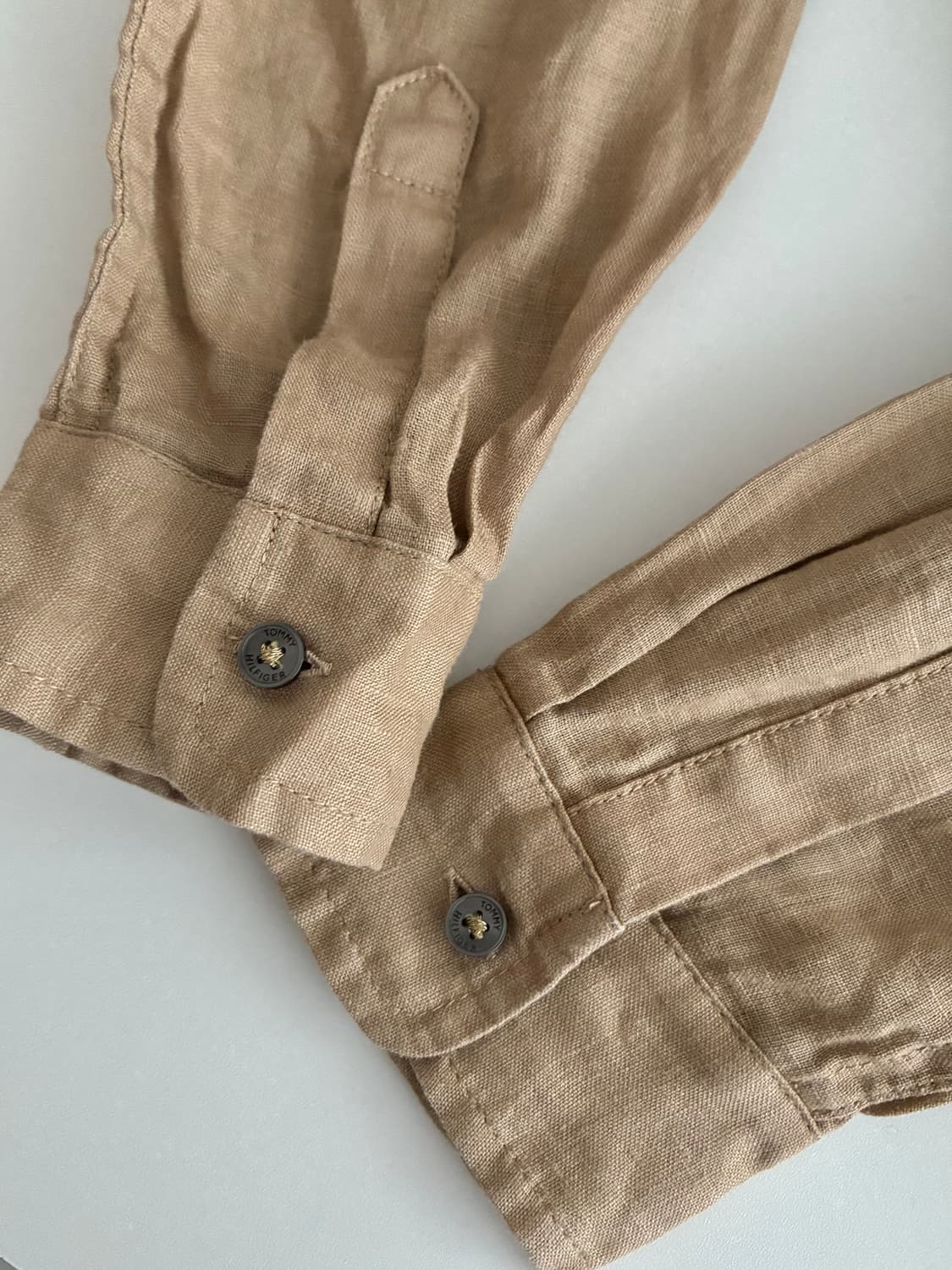 4) 타미힐피거 노카라 퓨어린넨 셔츠 브라운 상품이미지5