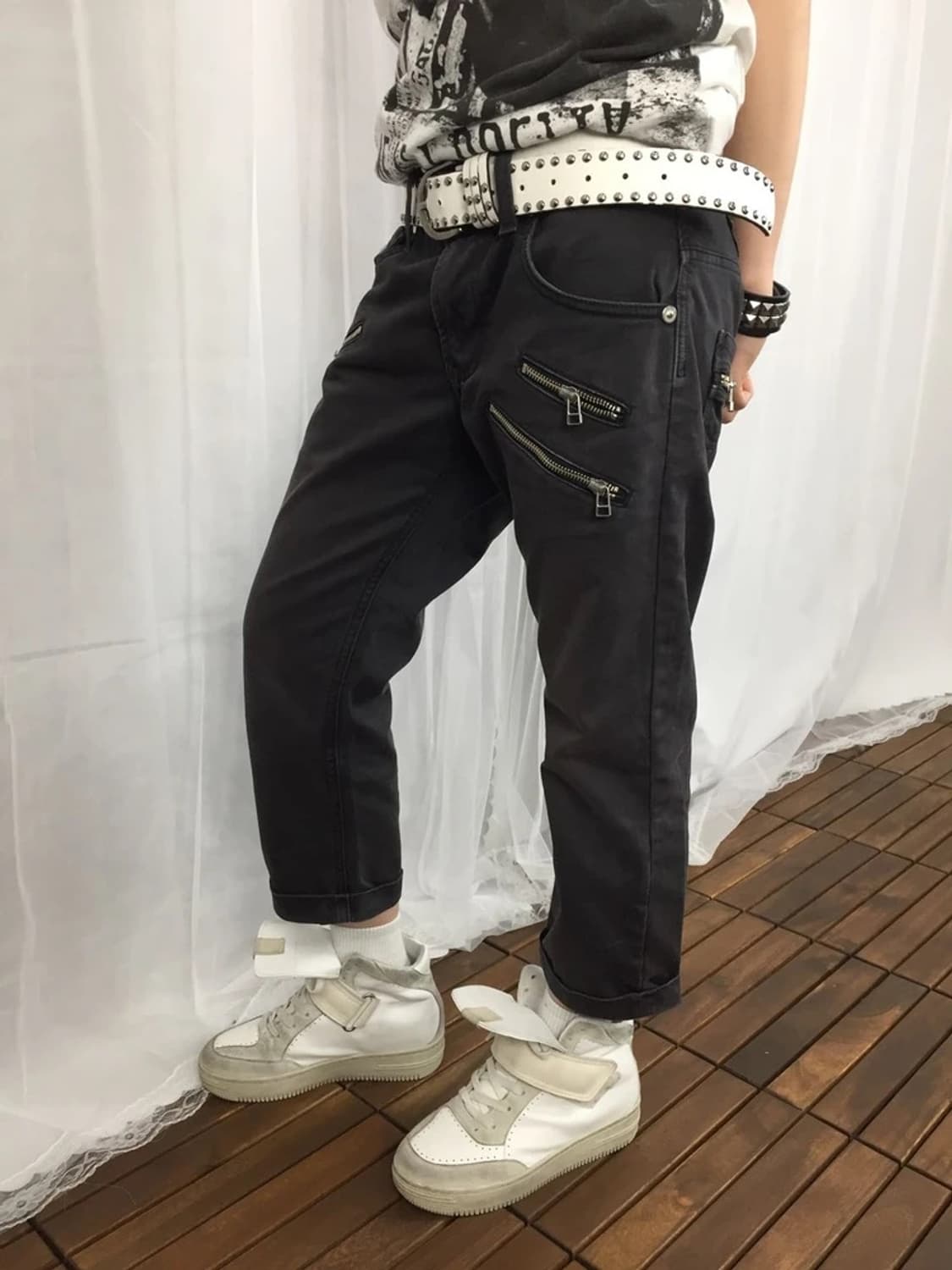 Lee Black Zip Detail Crop Pants 상품이미지2