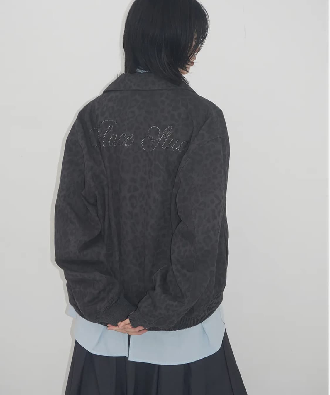 트와일라잇 비즈 디테일 레오파드 워크 자켓 차콜 상품이미지2