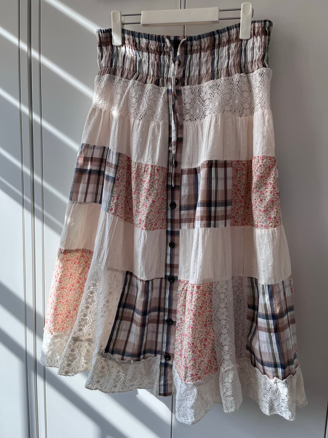 Vintage 모리걸 사각 패치워크 잔꽃 레이스 스커트 상품이미지6