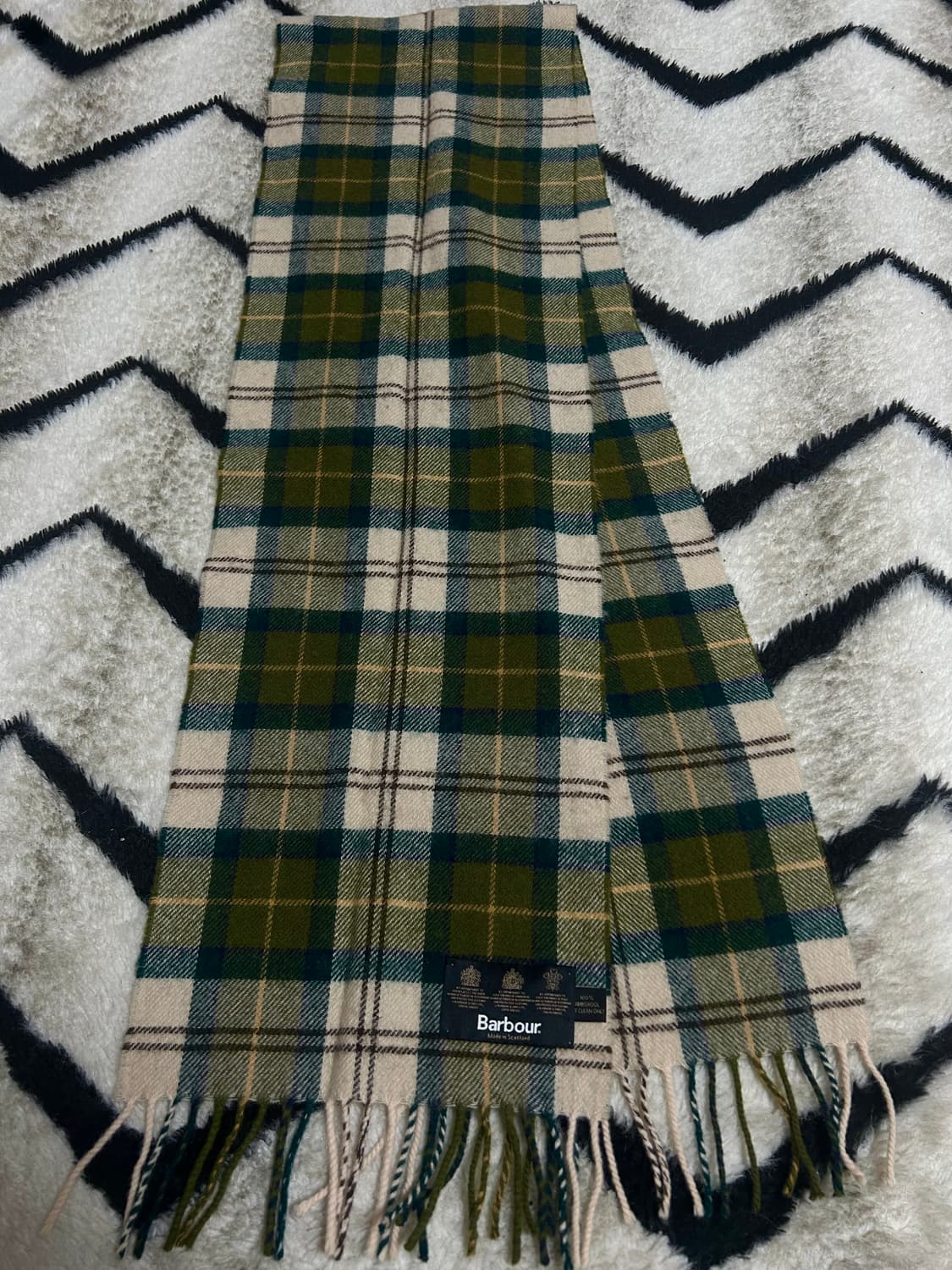 바버 타탄체크 램스울 머플러/올리브 상품이미지2