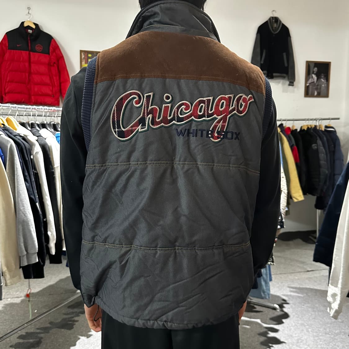MLB 시카고 화이트삭스 스웨이드배색 패딩조끼 상품이미지4