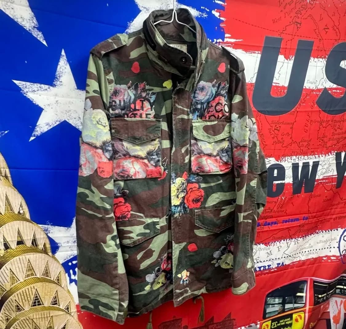 빈티지 레어템 밀리터리카모 플라워 야상자켓L100 상품이미지3