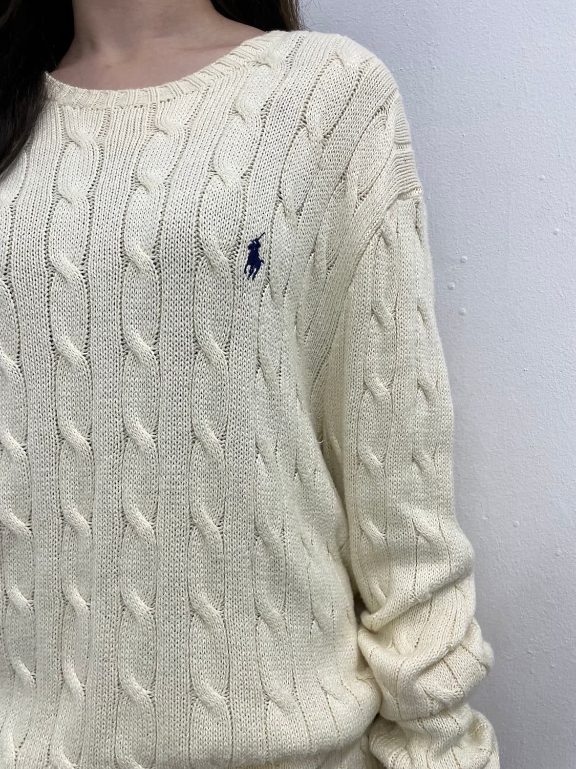 폴로 아이보리 포니 케이블 니트 상품이미지3
