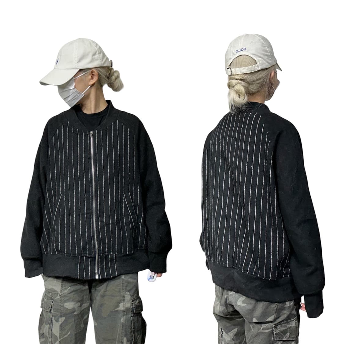 일본 빈티지 블랙 블루종 자켓 잠바 L 상품이미지1