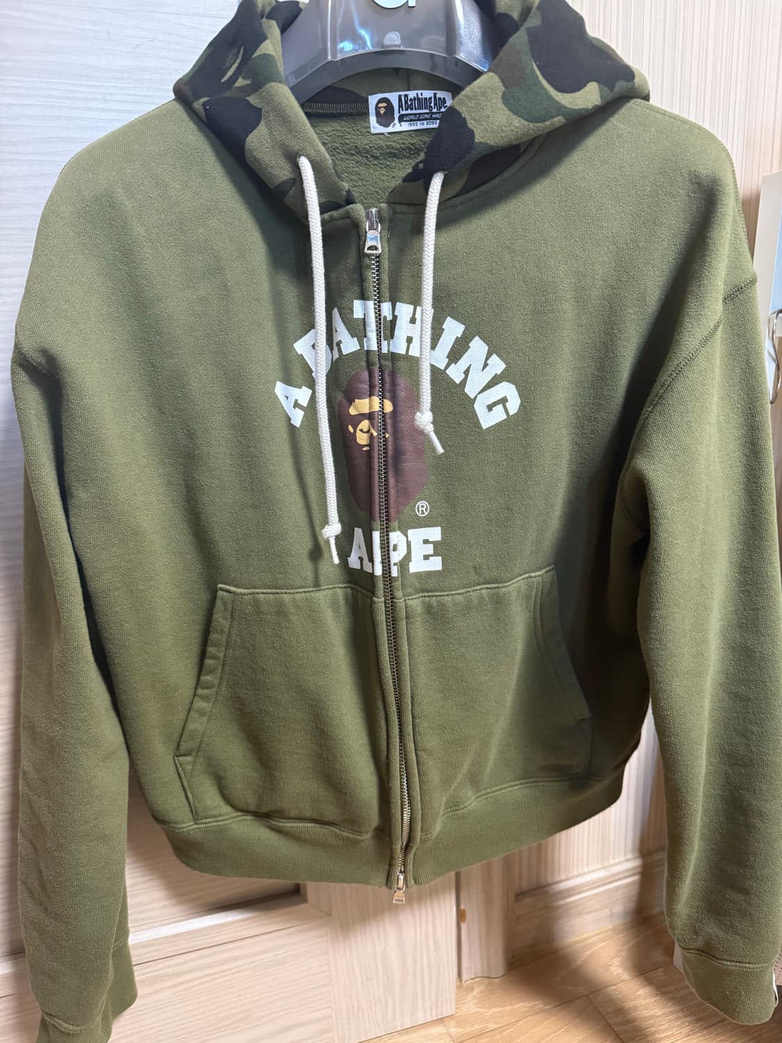 베이프 카키 크롭 퍼스트 카모 녹계 후드집업  상품이미지1