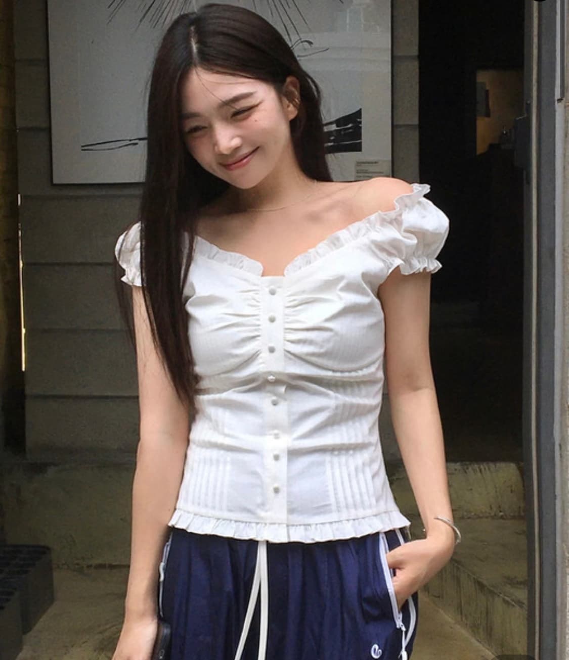 라츠유 lotsyou 엘라블라우스 화이트S 상품이미지1