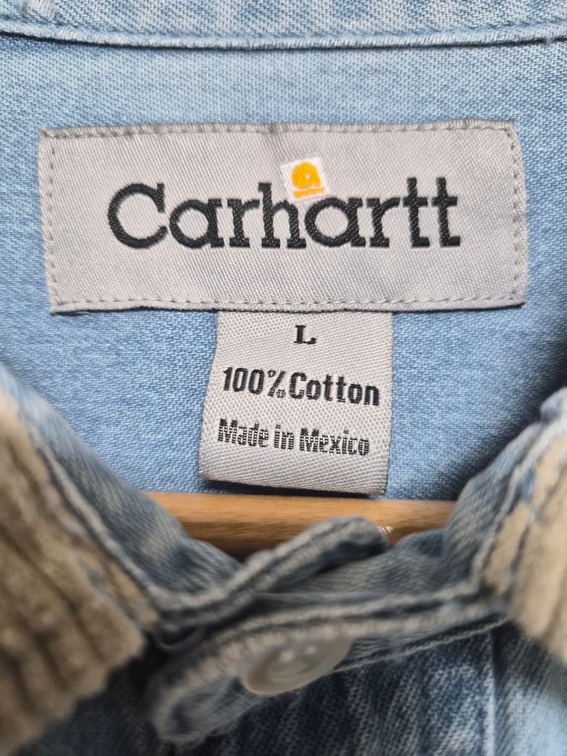 칼하트Carhartt 카라 배색 데님 셔츠 L - S239 상품이미지4