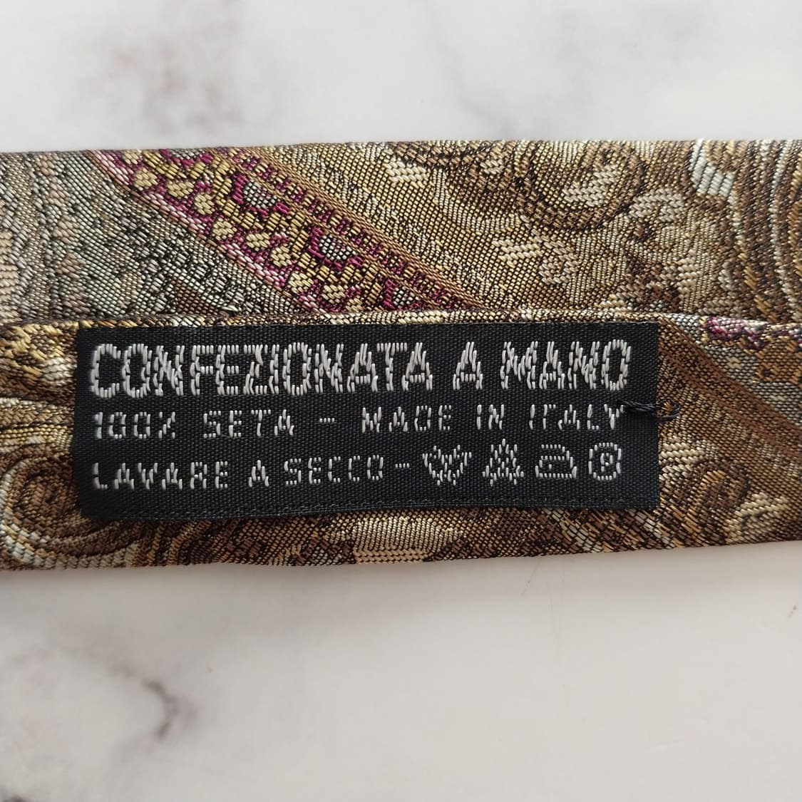 치레리오 실크 브라운 페이즐리 패턴 넥타이 9.4cm A+등급 K1304 상품이미지10