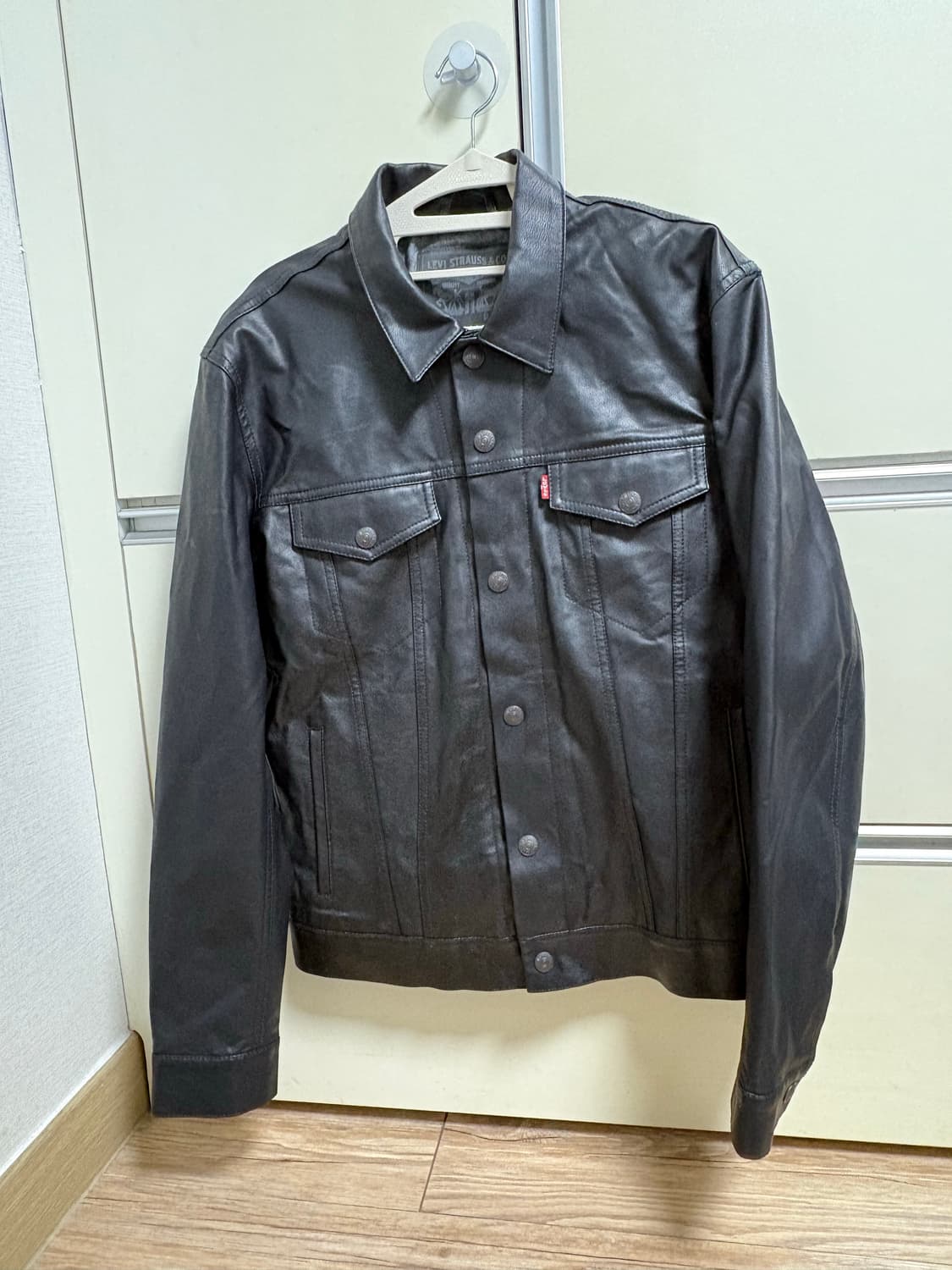 리바이스 블랙 레더 트러커 자켓 상품이미지1