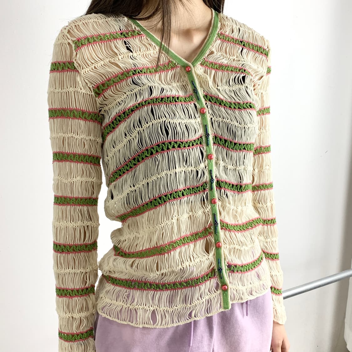 히스테릭 글래머 네트 스트라이프 가디건 상품이미지1