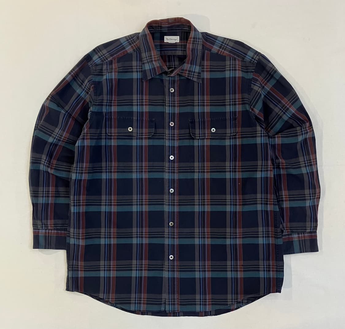 90s 버버리 일본판 노바체크 셔츠 네이비 상품이미지1
