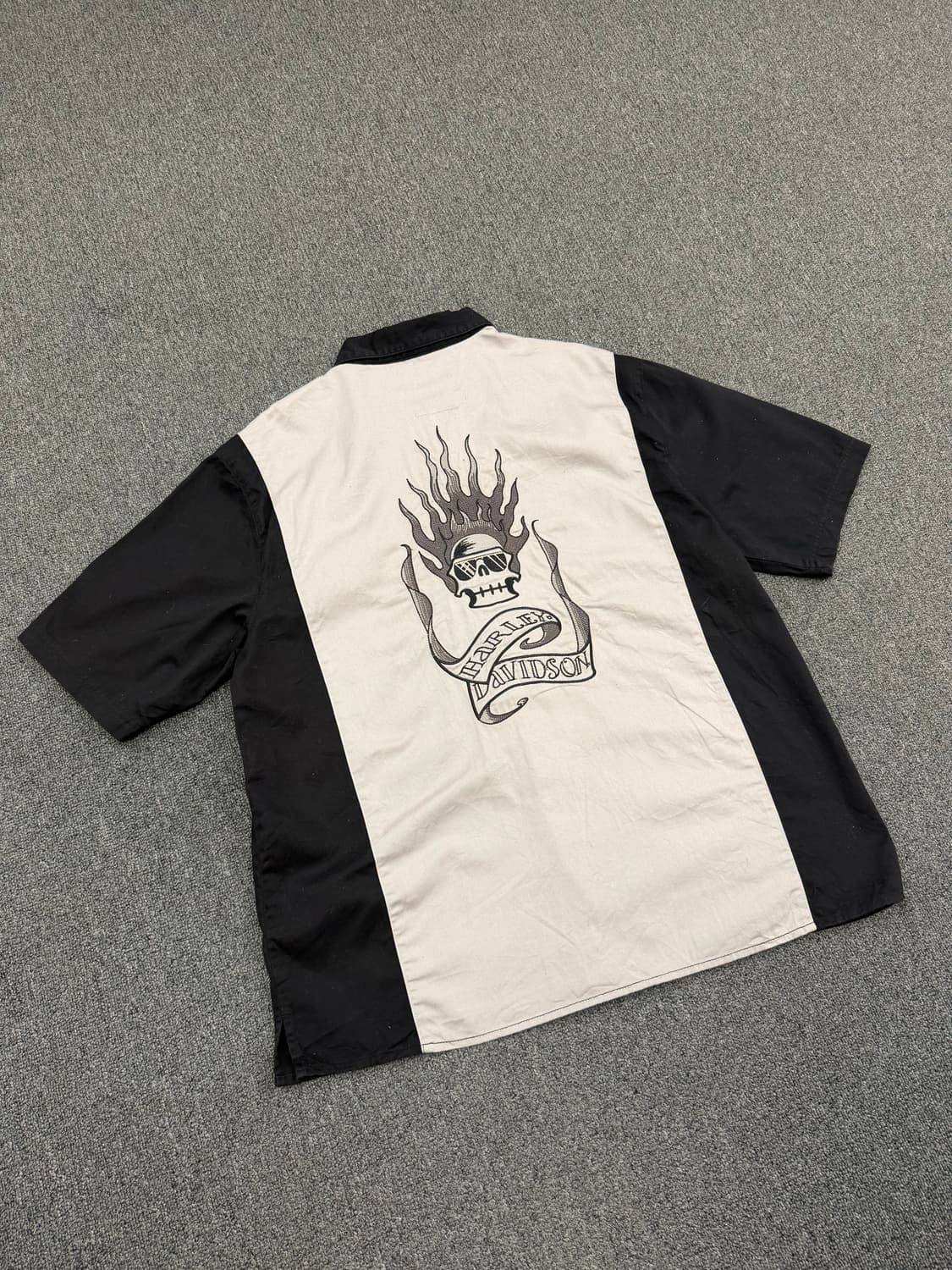 XL) 할리데이비슨 빈티지 후면 스컬 자수 반팔셔츠 상품이미지2