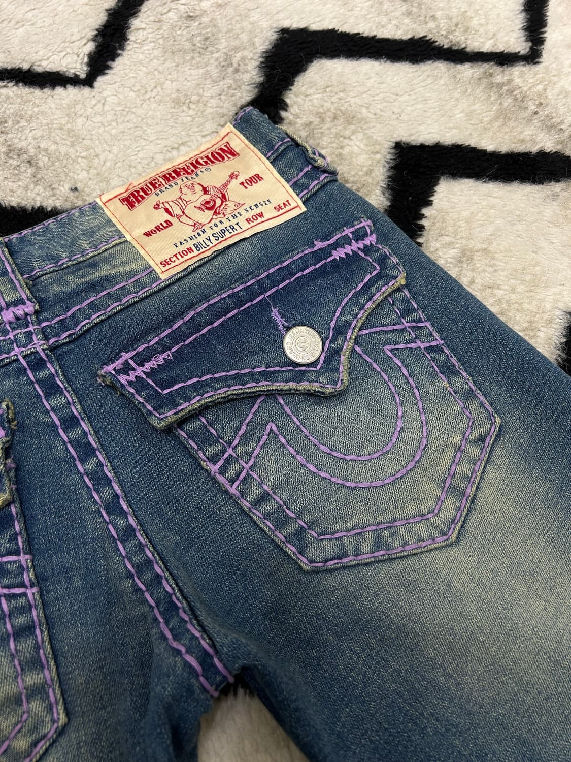 [26]트루릴리전 빌리 슈퍼티 세미 부츠컷/퍼플스티치/스판 상품이미지1