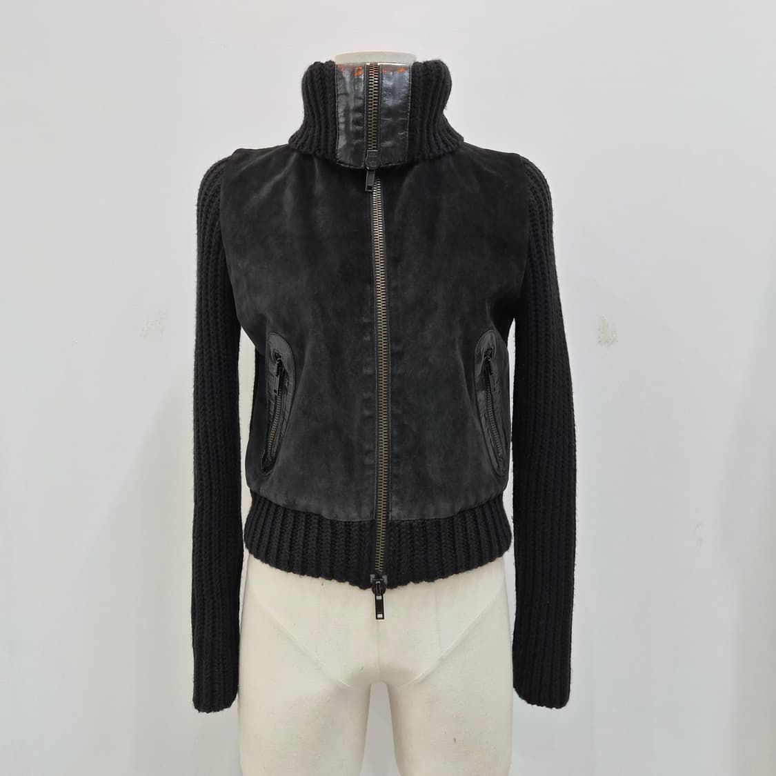 MAX&Co. tricot 블랙 스웨이드 콤비 니트 자켓 상품이미지2