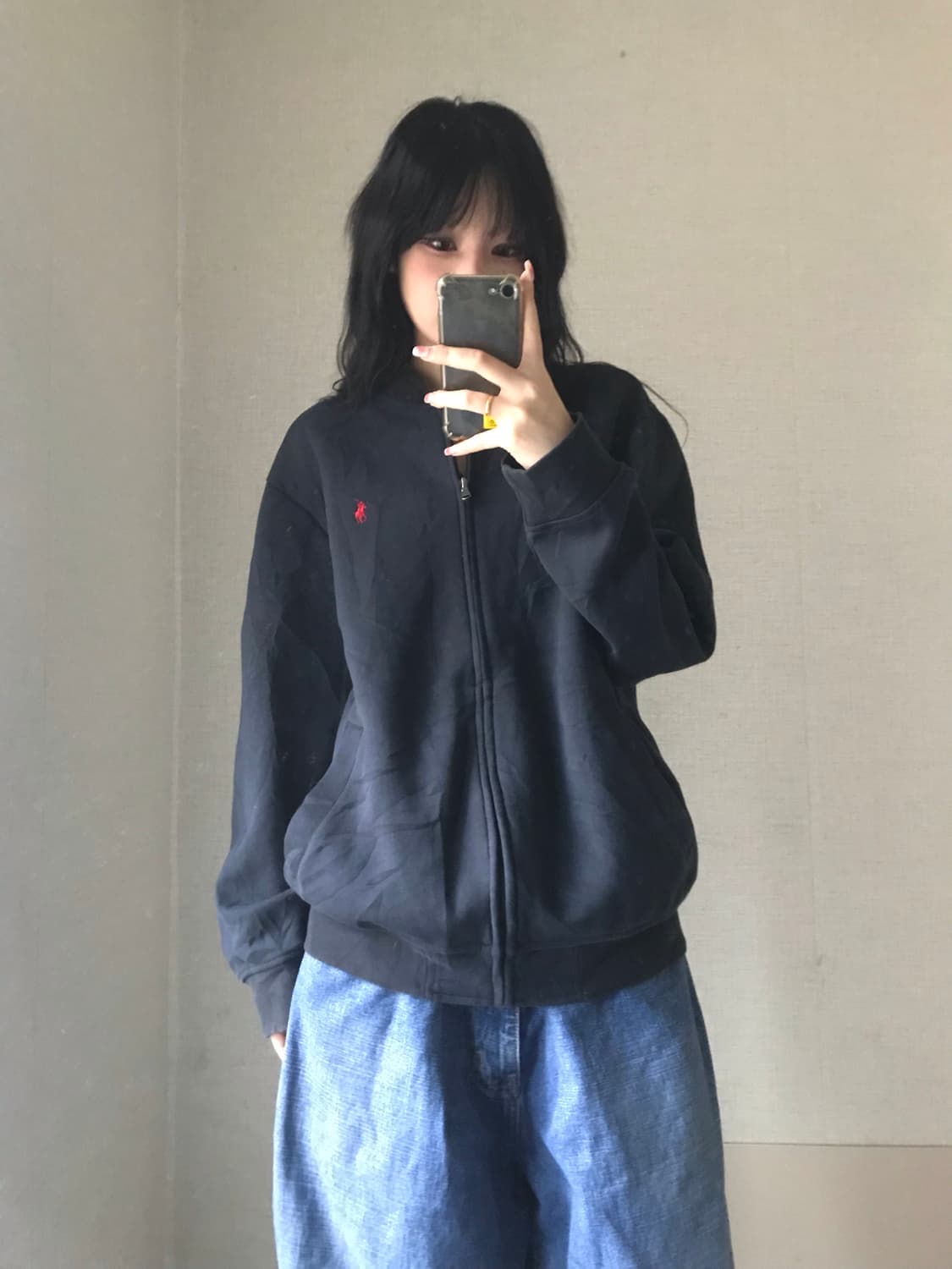 폴로 블랙 레드 오버핏 집업 상품이미지5