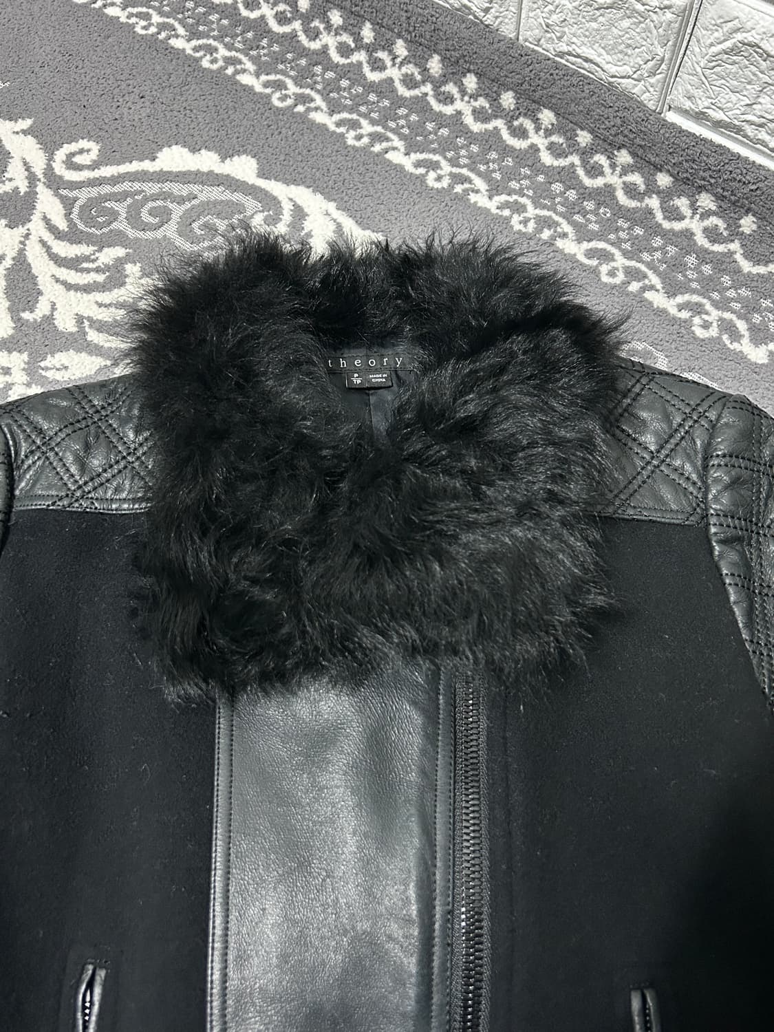 띠어리 울 × 레더 퍼 카라 자켓 상품이미지2