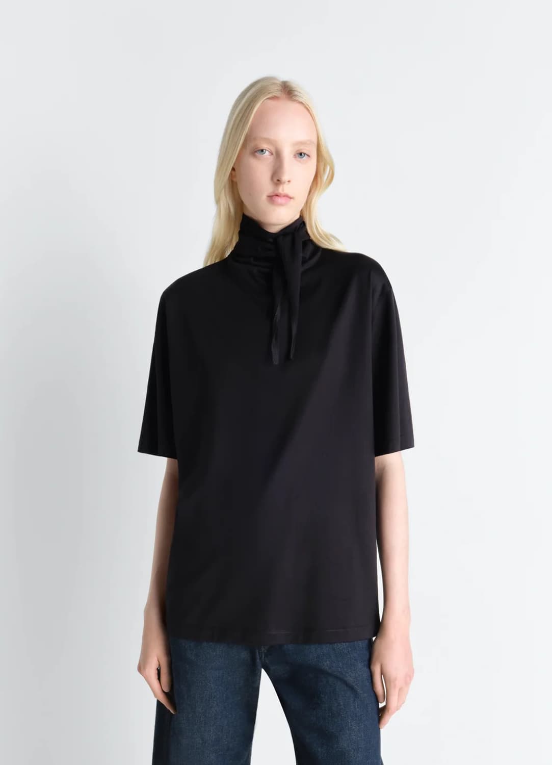 [XS,S,M]르메르 26ss FOULARD 스카프 티셔츠/블랙 상품이미지1