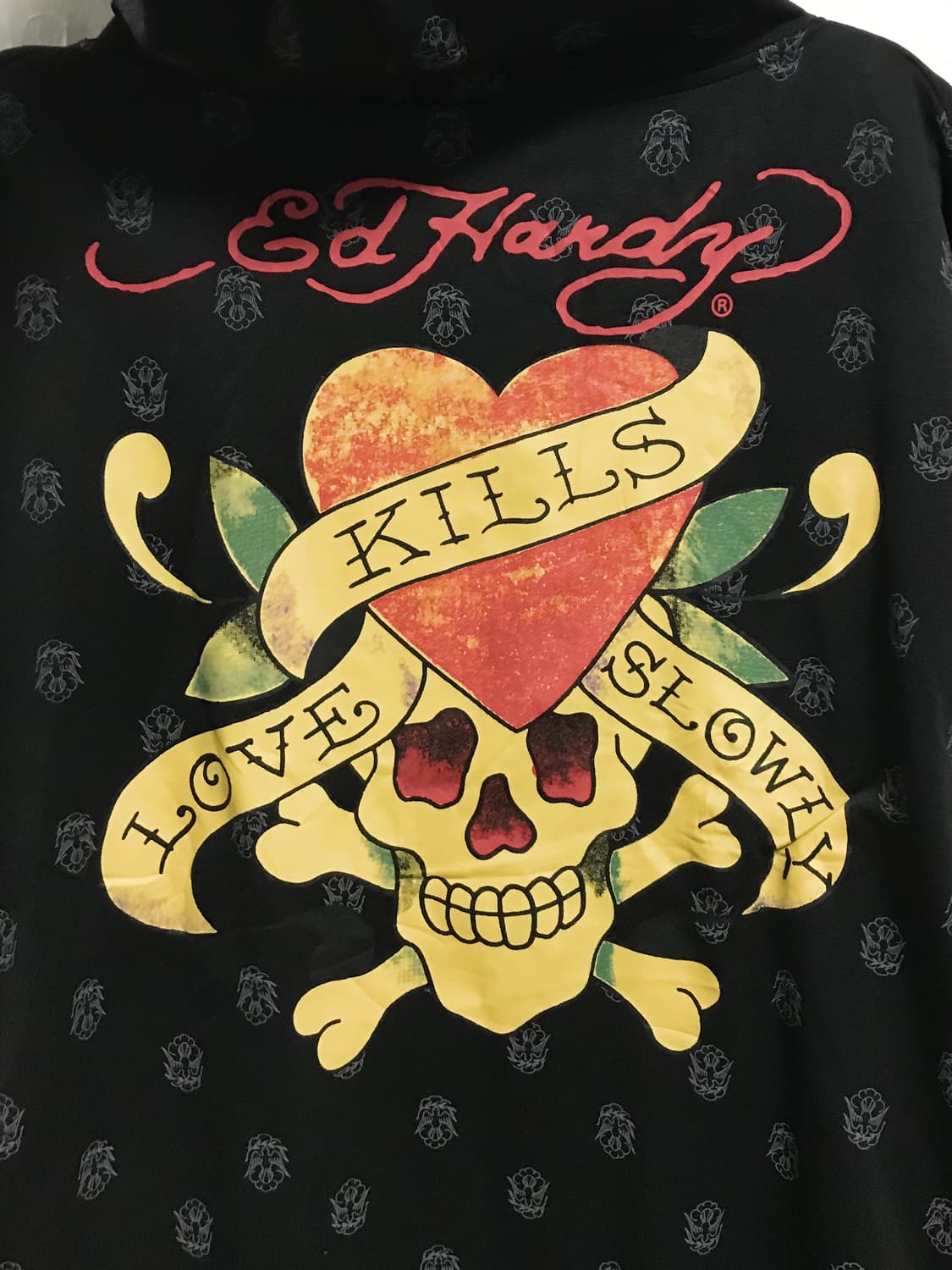 빈티지 ed hardy 에드하디 해골 레터링 져지 후드 집업 상품이미지3