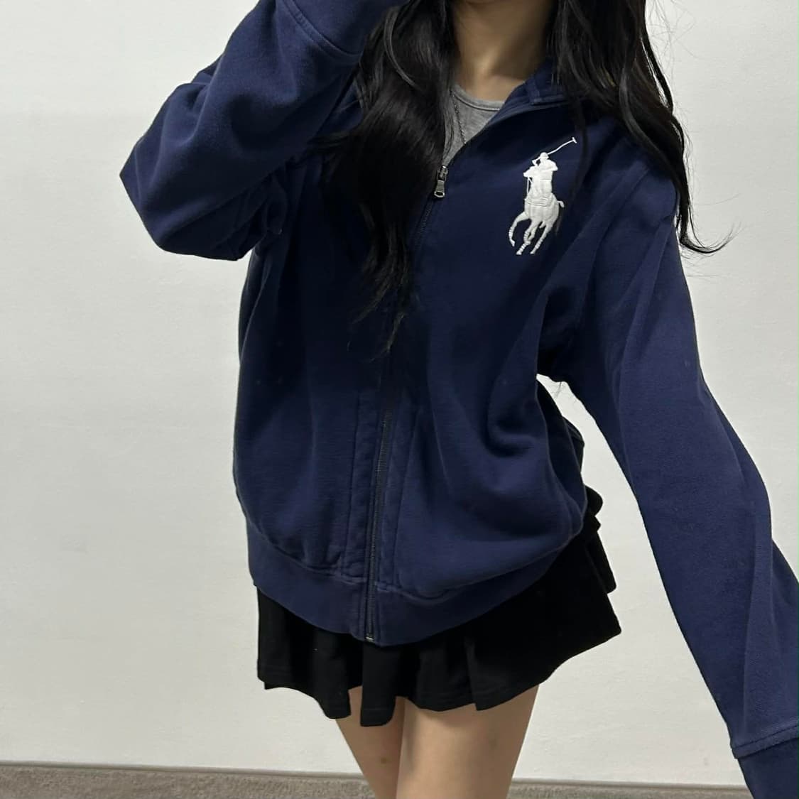 폴로 랄프로렌 빅포니 핀터깔 네이비 대장급 코튼 트랙탑 희귀져지(XL) 상품이미지1