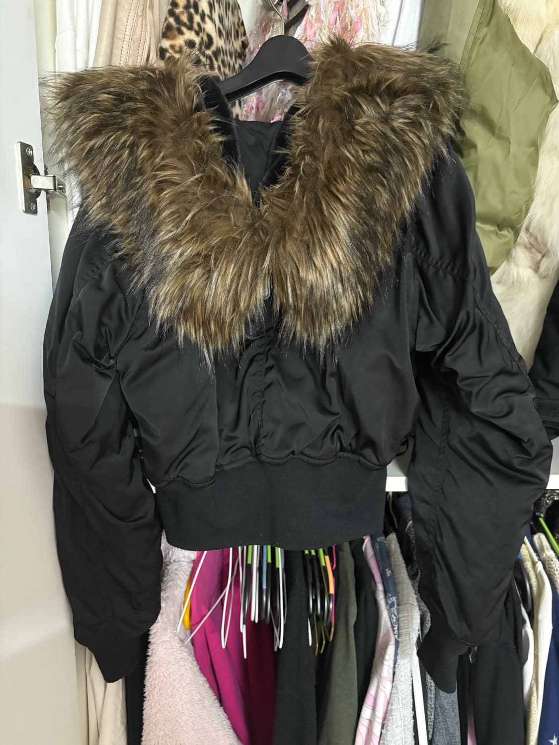 Azul by moussy 퍼 자켓 패딩 후드집업 크롭 상품이미지2