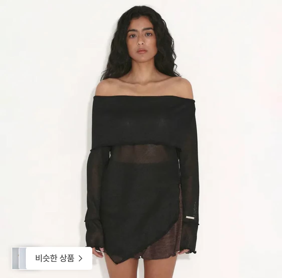 LONG OFF-SHOULDER SWEATER (BLACK) 상품이미지1