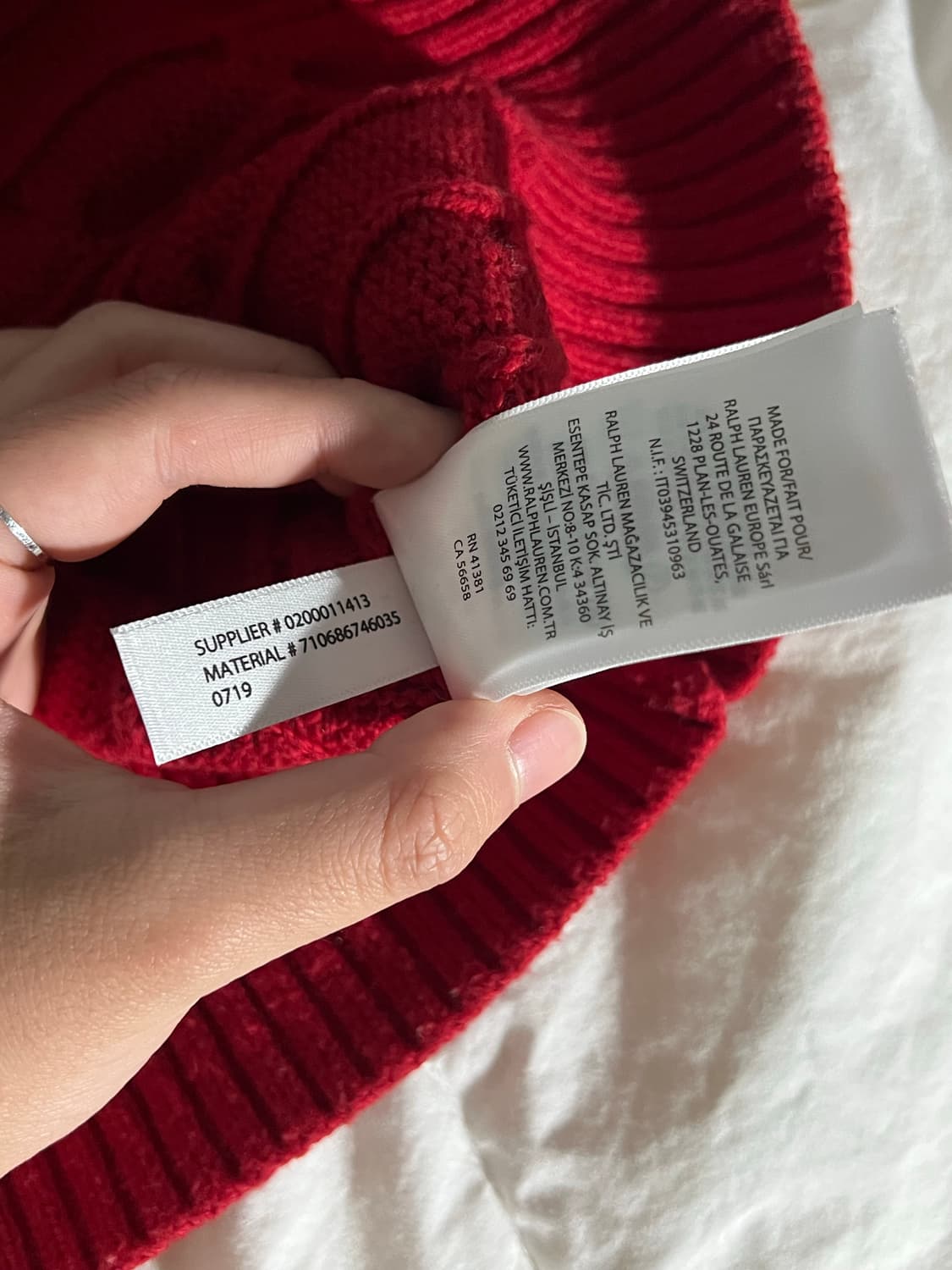 폴로랄프로렌 꽈배기니트 레드 사이즈L 상품이미지7