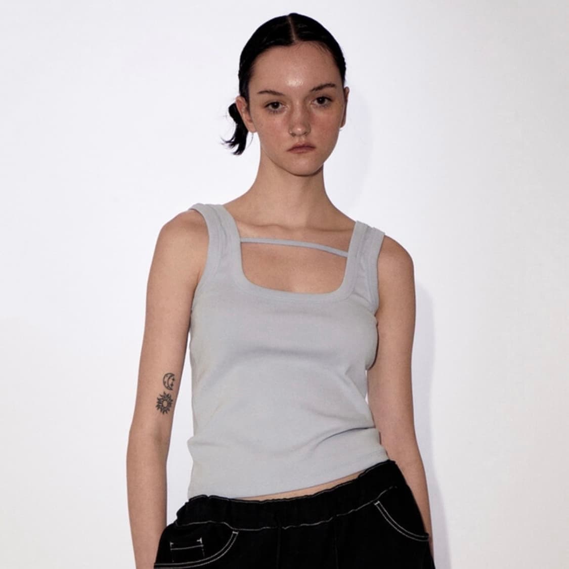 RR SQUARE NECK TANK TOP - sky blue 상품이미지2