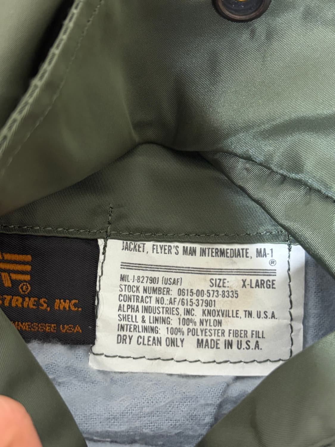 90s 알파인더스트리 ma-1 usa XL 상품이미지5