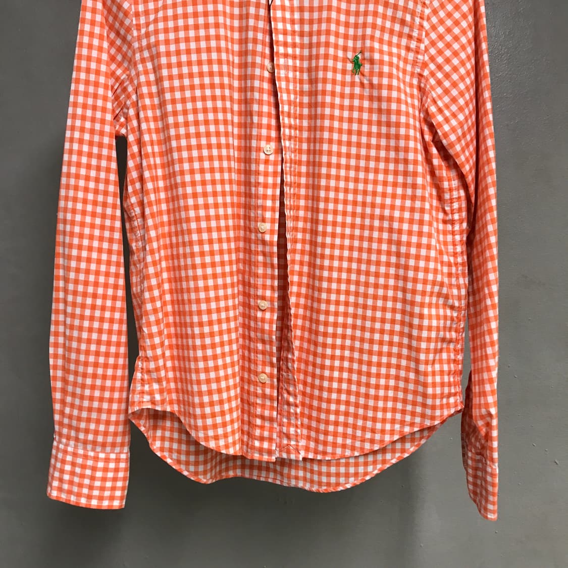 폴로 랄프로렌 깅엄 체크 셔츠 오렌지 M(W) 상품이미지3